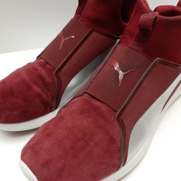 PUMA Rebel Mid-Top Slip-On Sneakers Shoes Burgundy Red Sz 9 - Picture 10 of 16